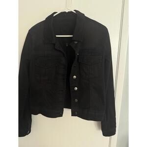 Kut from the Kloth Black Stretch Denim Amelia Jacket Size Medium